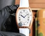 Franck Muller Cintree Curvex 55*42*13mm White Face White Leather Band Rose Gold Watch